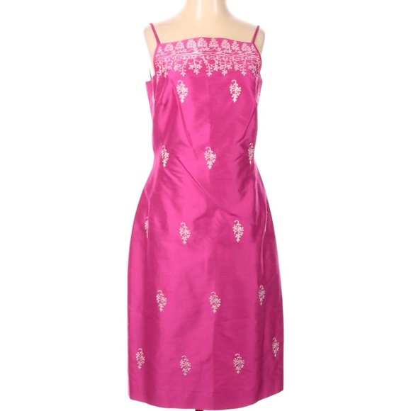 💕 Ann Taylor, Vintage Bubblegum Bitch Embroidered Silk Dress - Picture 2 of 15
